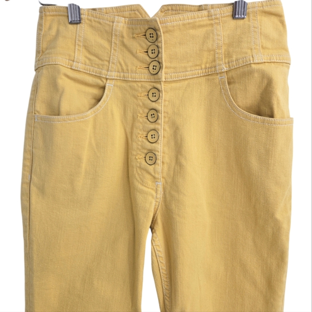 Ulla Johnson Jeans Lou Mustard Button Fly Flare - Picture 4 of 16